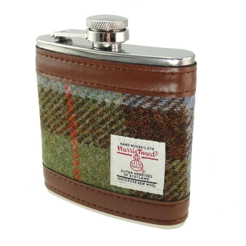 harris tweed macleod tartan hip flask