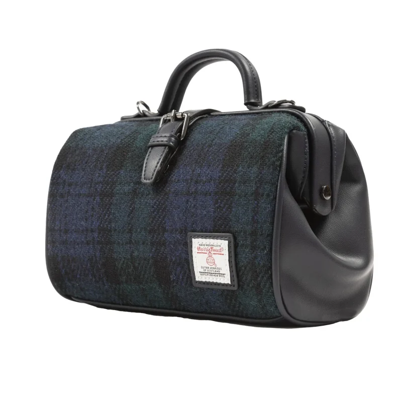 harris tweed medium doctor bag black watch pattern