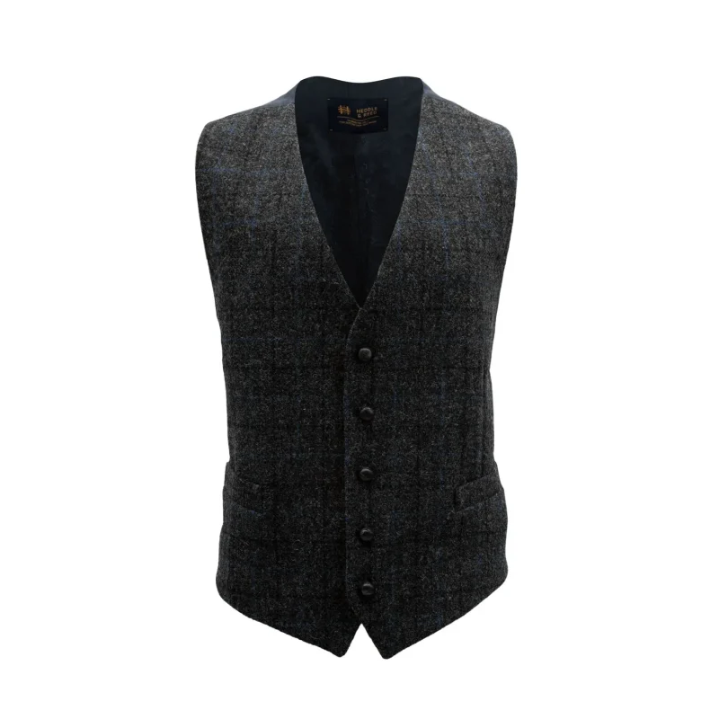 harris tweed men s wool waistcoat grey blue lewis 1715 a2