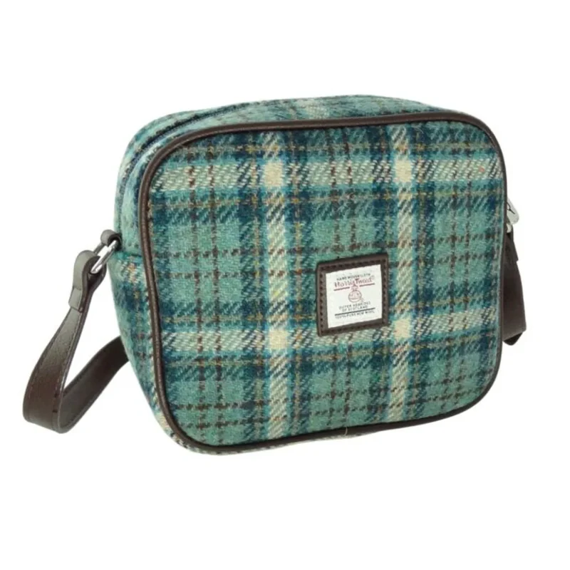 harris tweed mini bag duck egg cream check