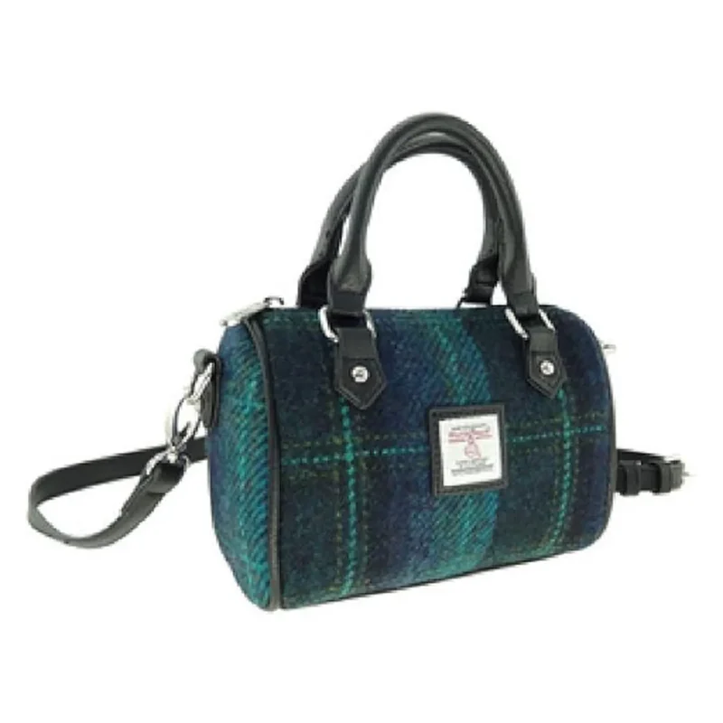 harris tweed mini bowling bag in blue turquoise