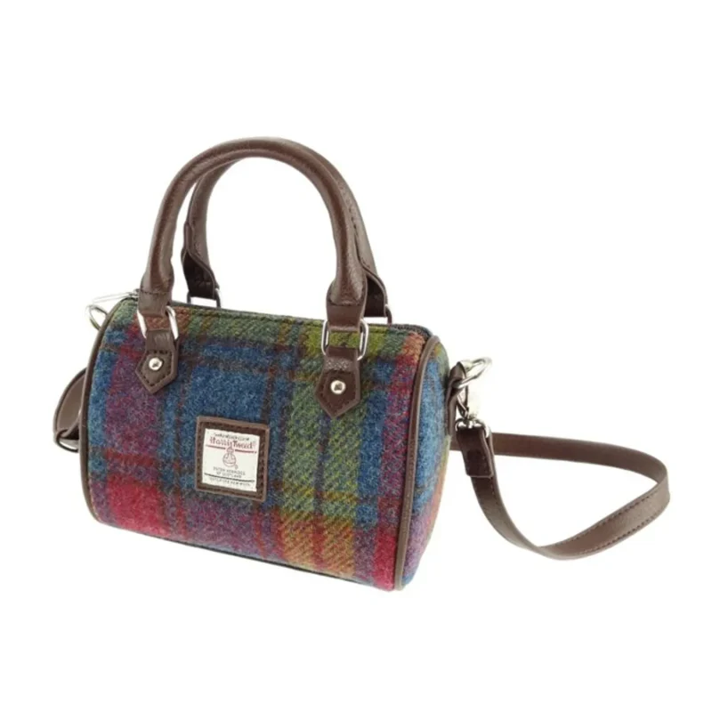 harris tweed mini bowling bag multi color tartan