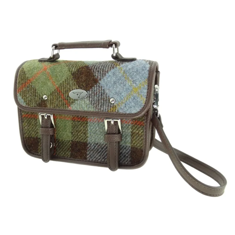 harris tweed mini satchel in macleod tartan