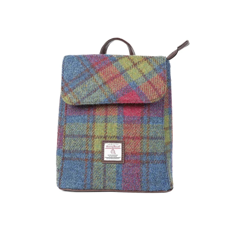 harris tweed multi color tartan tummel backpack