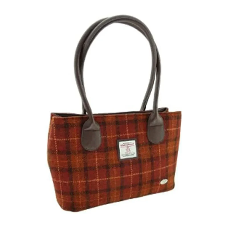 harris tweed rust orange handbag