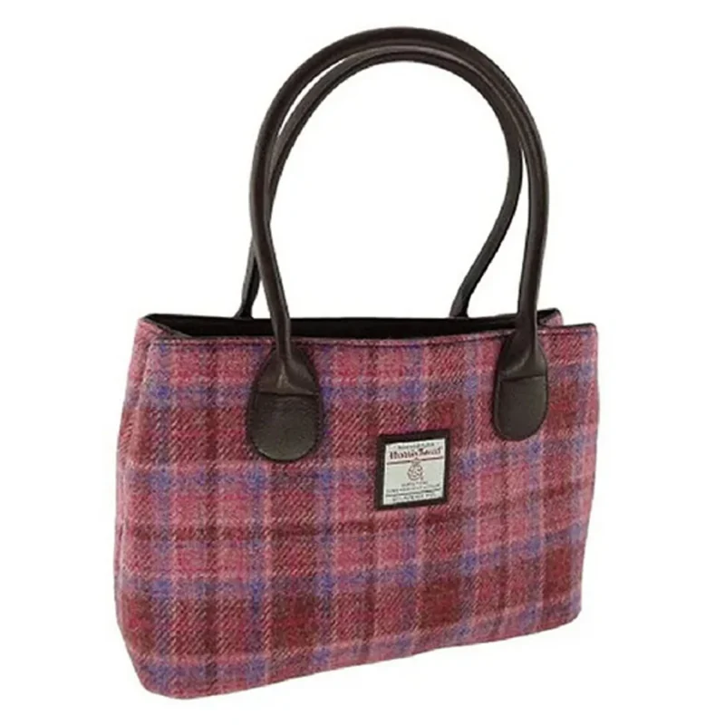 harris tweed salmon pink handbag classic check