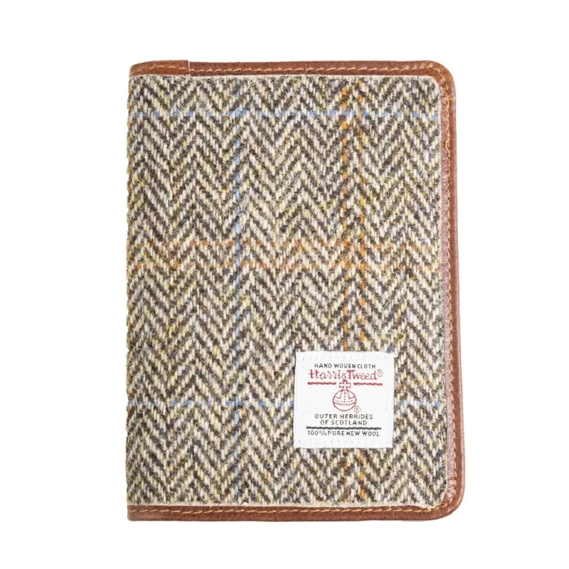 harris tweed tan brown herringbone passport cover