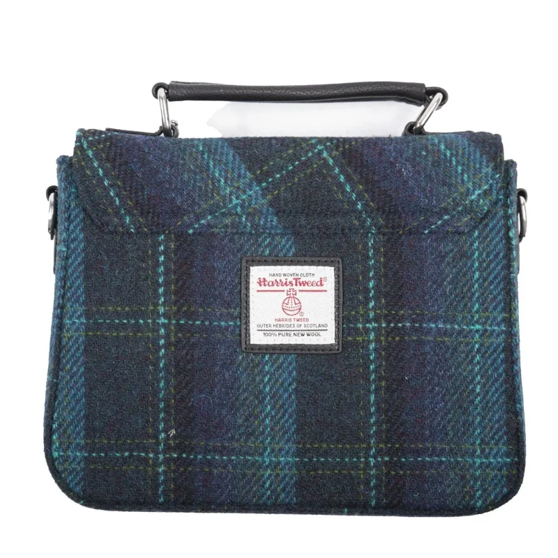 harris tweed thurso blue turquoise square bag