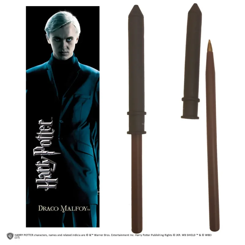 harry potter draco malfoy wand pen bookmark set