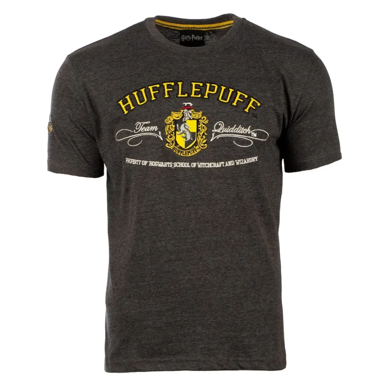 harry potter hufflepuff quidditch tee charcoal yellow