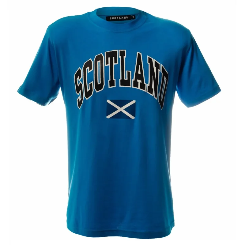 harvard scotland print t shirt in sapphire blue