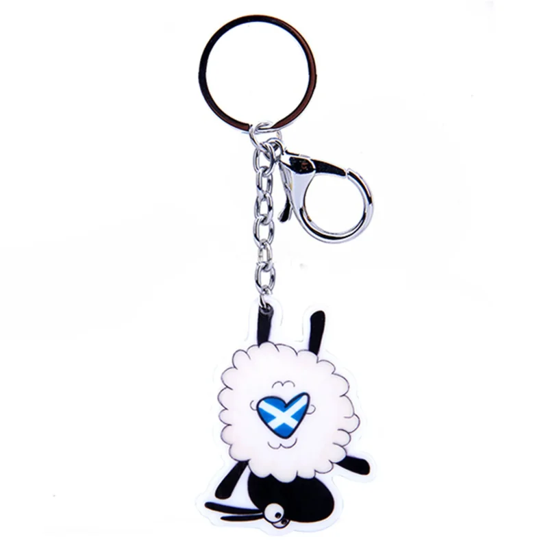 heart saltire dancing sheep acrylic keyring