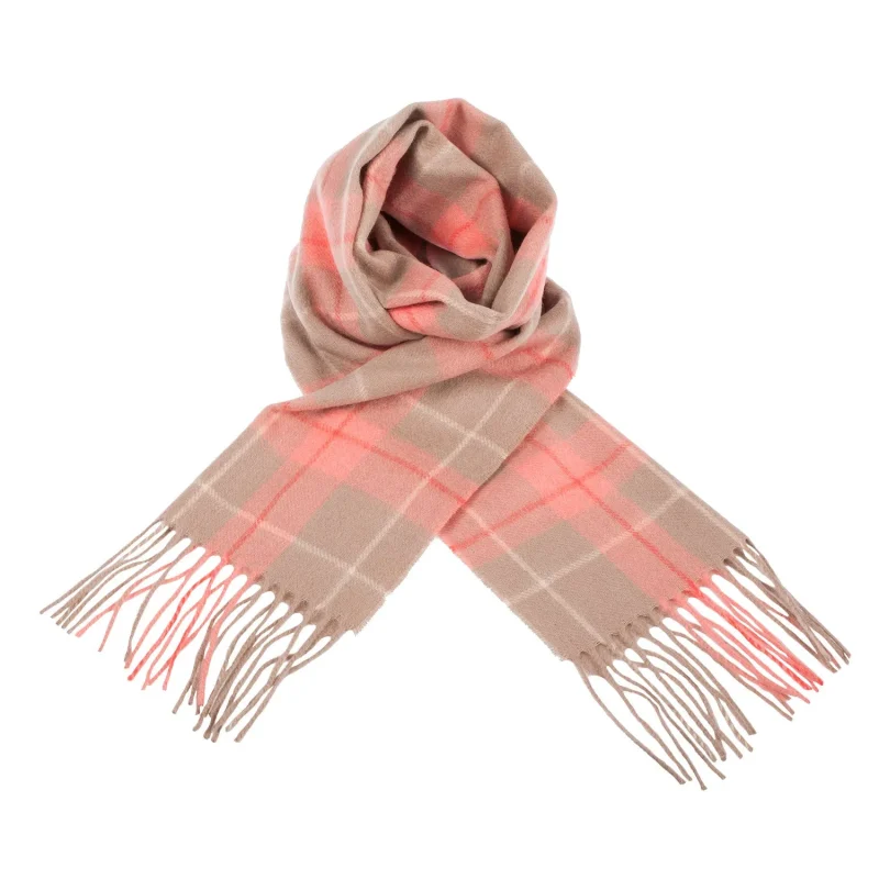 heivon edinburgh lambswool scarf warm taupe coral