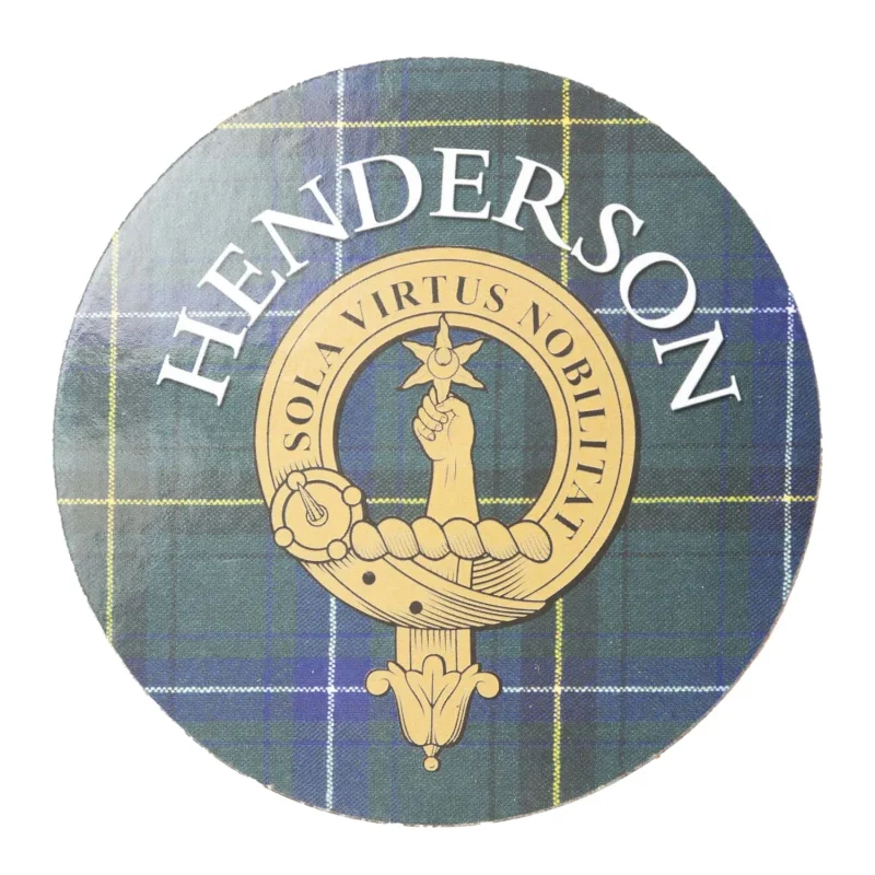 henderson family round cork coaster