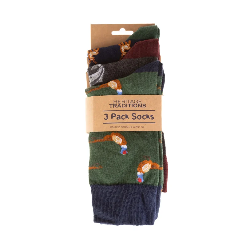 heritage 3 pack socks ph salmon stag