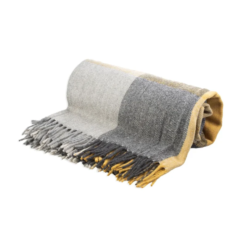 herringbone grey ochre blanket