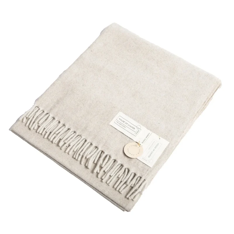 herringbone sand beige knee blanket natural