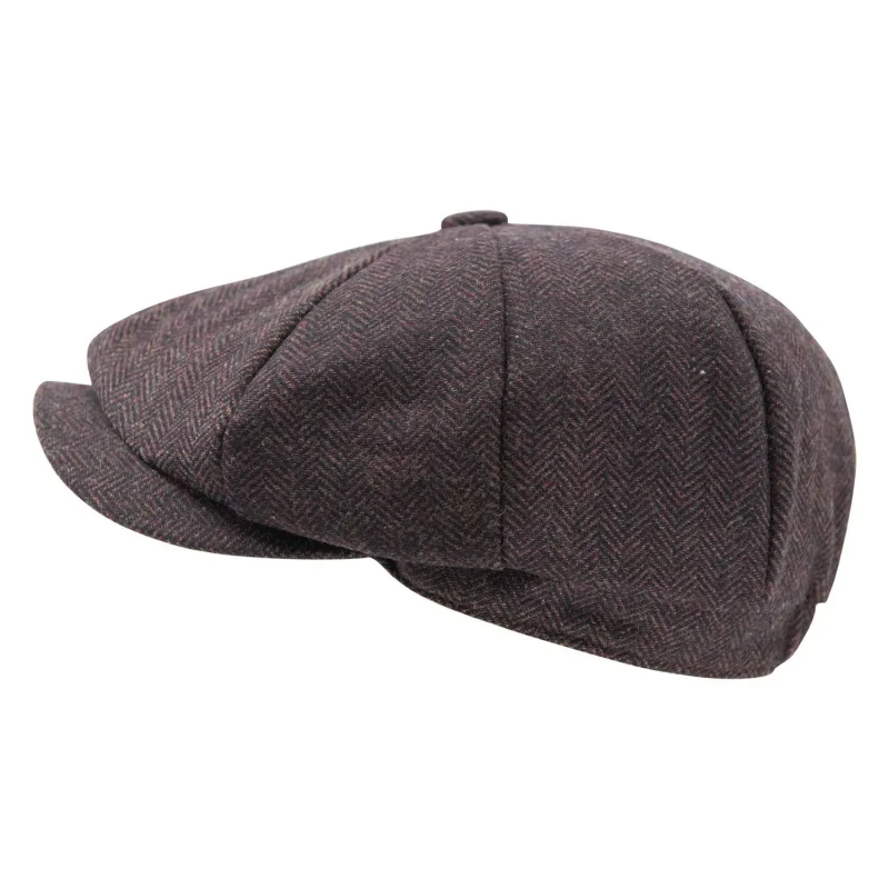 herringbone tweed newsboy hat