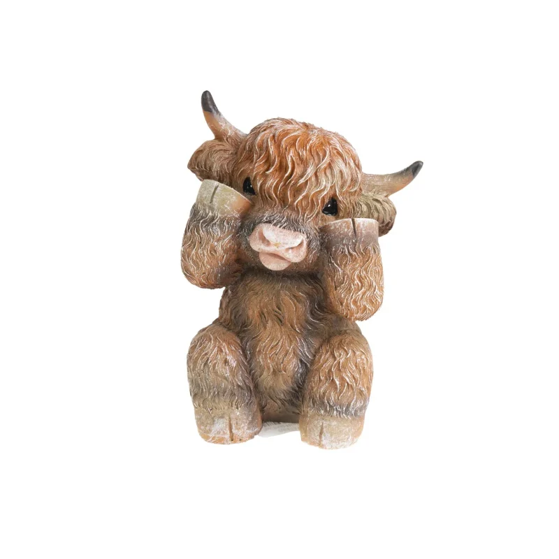 highland cow art print see no evil