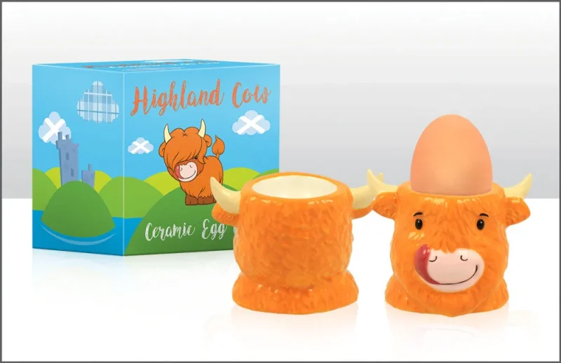 highland cow ceramic egg cup