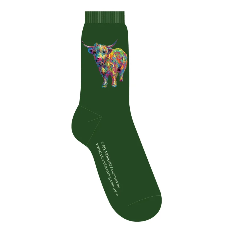 highland cow crew socks