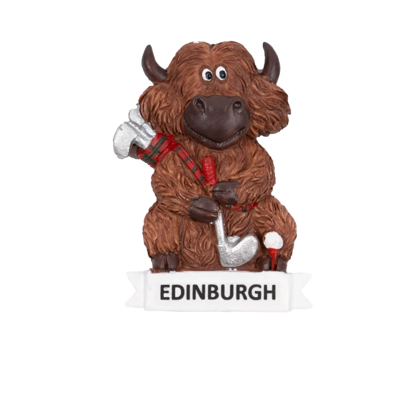 highland cow golf magnet