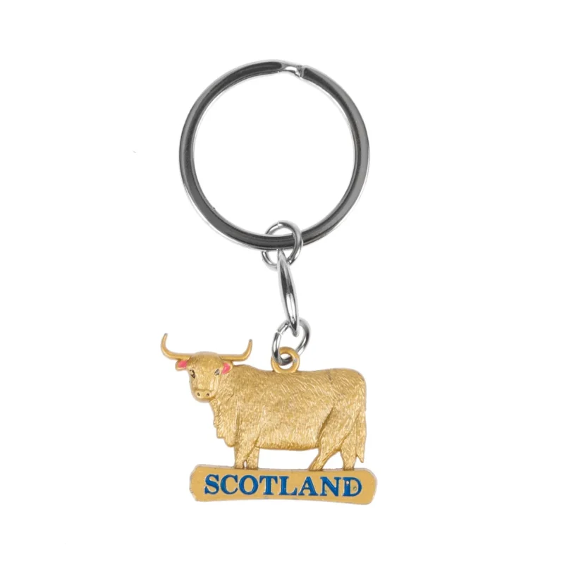 highland cow metal keyring