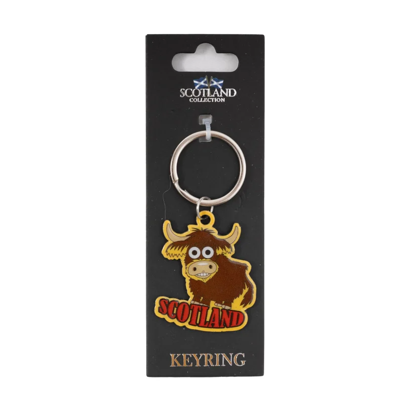 highland cow metal keyring scotland