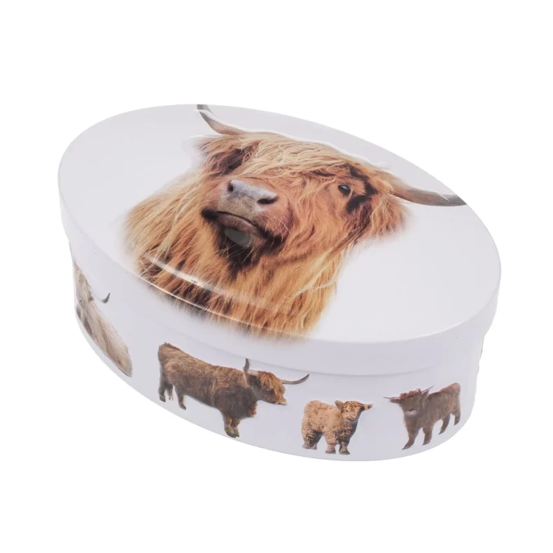 highland cow metal tin