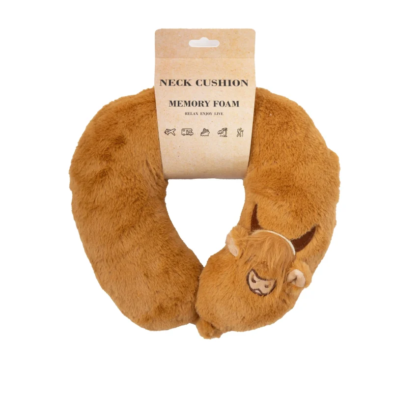 highland cow neck pillow