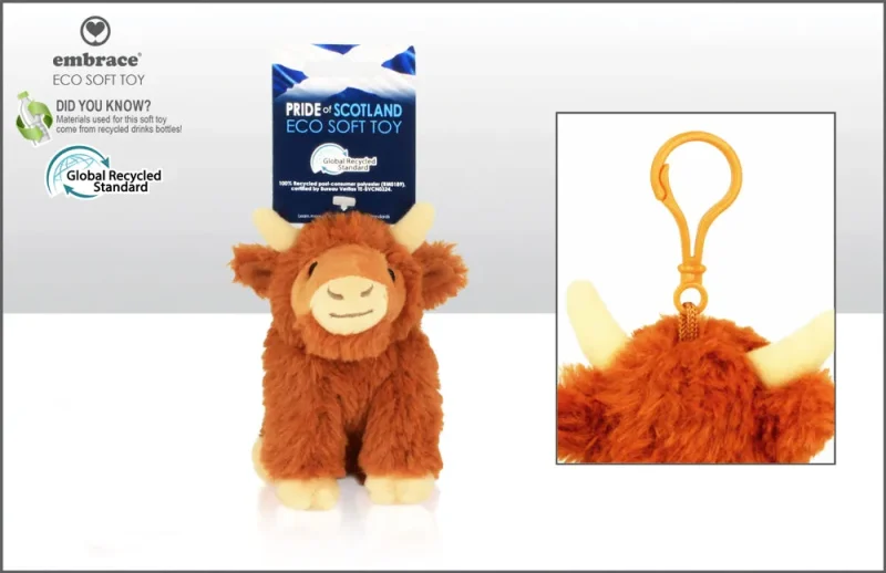 highland cow plush toy 9 5cm w clip