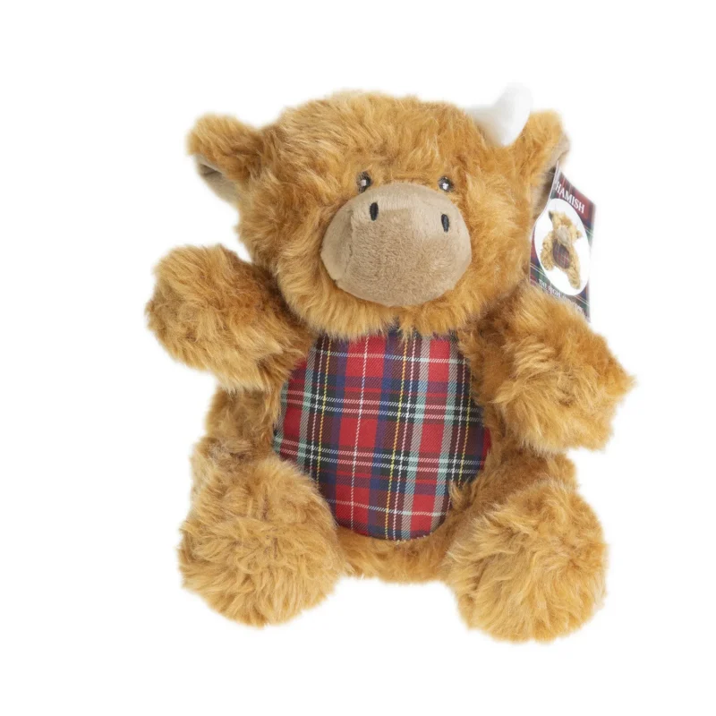 highland cow plush toy with tartan belly