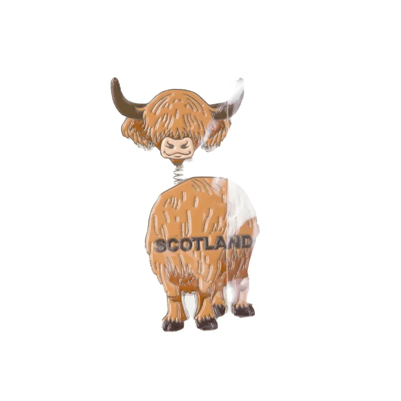 highland cow wobble metal magnet