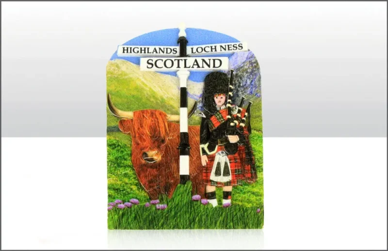 highland piper coo printed resin magnet