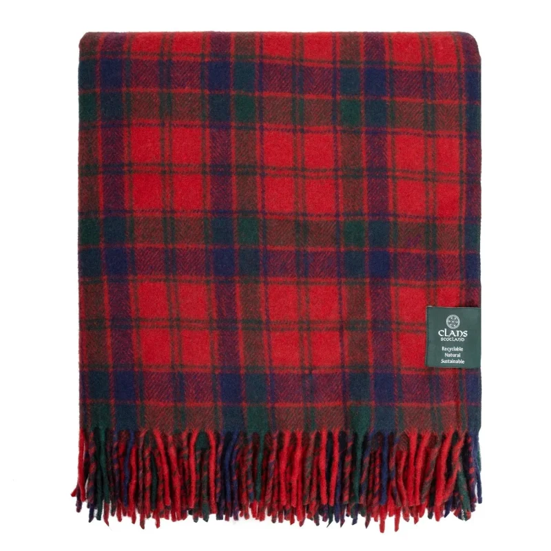 highland wool blend robertson red tartan blanket throw