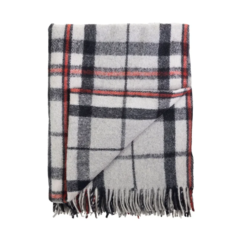 highland wool blend tartan throw thomson grey