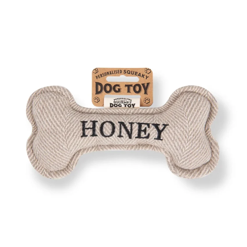 honey squeaky bone dog toy