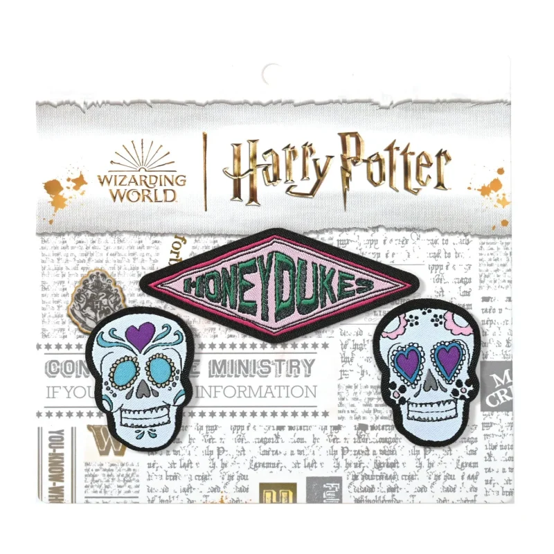 honeydukes 2 pack sugar skull iron on badges