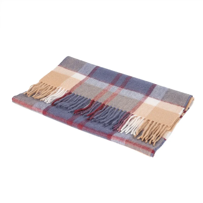 hos 100 lambswool wide check scarf pink