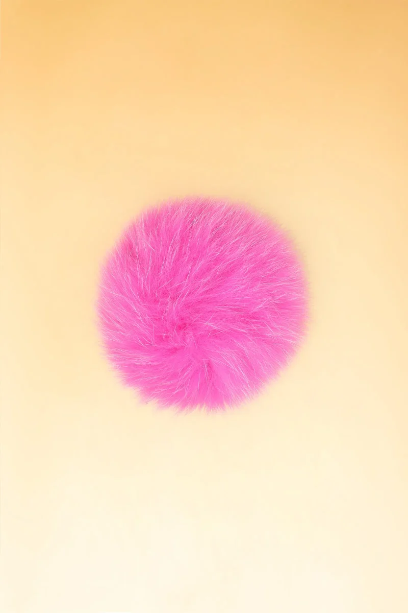 hot pink 100 real fur pom pom