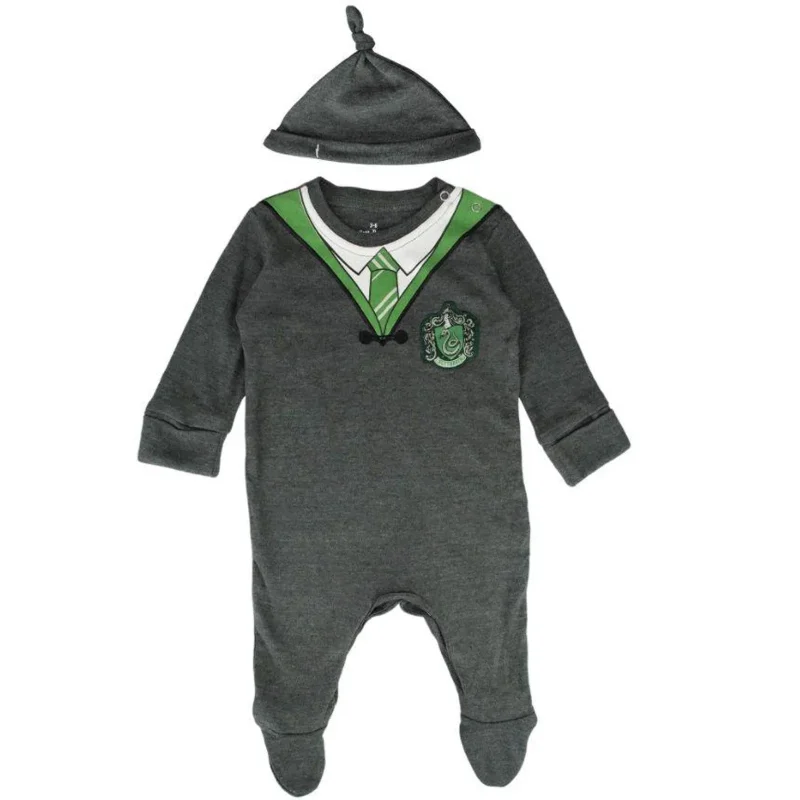 hp slytherin babygrow hat set