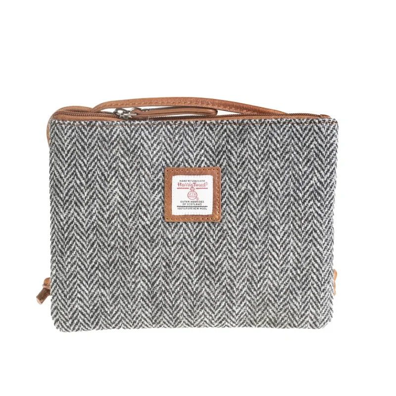 ht ladies crossbody bag herringbone black white tan