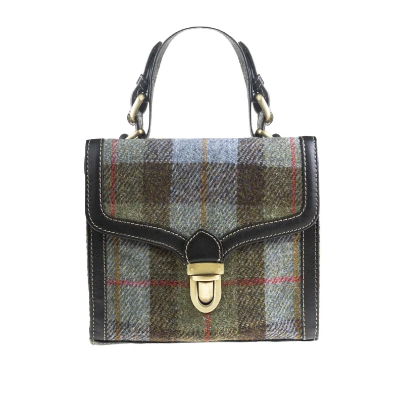 ht ladies lovat check black tote bag