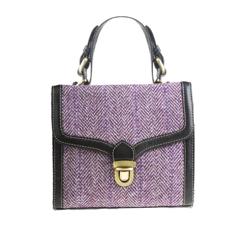 ht plum herringbone ladies handbag black