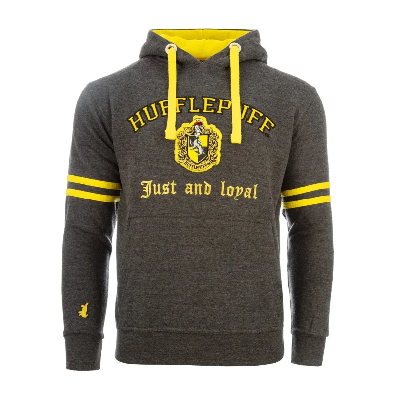 hufflepuff hoodie harry potter crest charcoal yellow