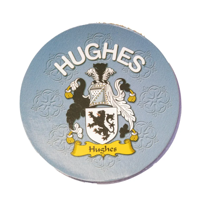 hughes family round cork coaster