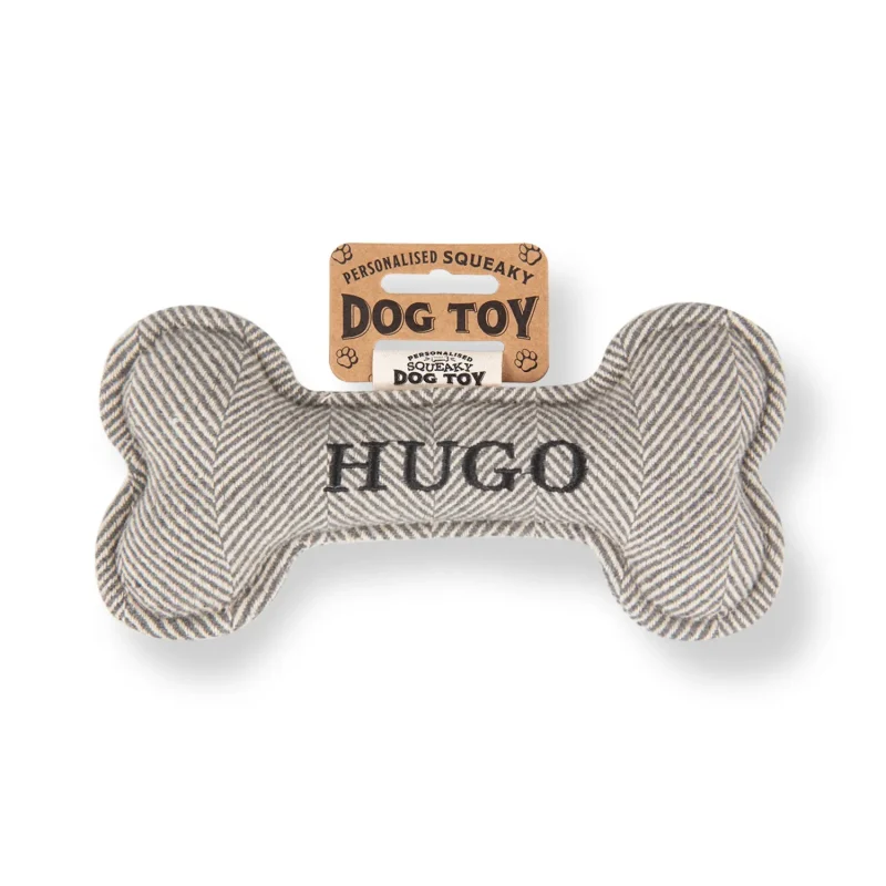 hugo squeaky bone dog toy