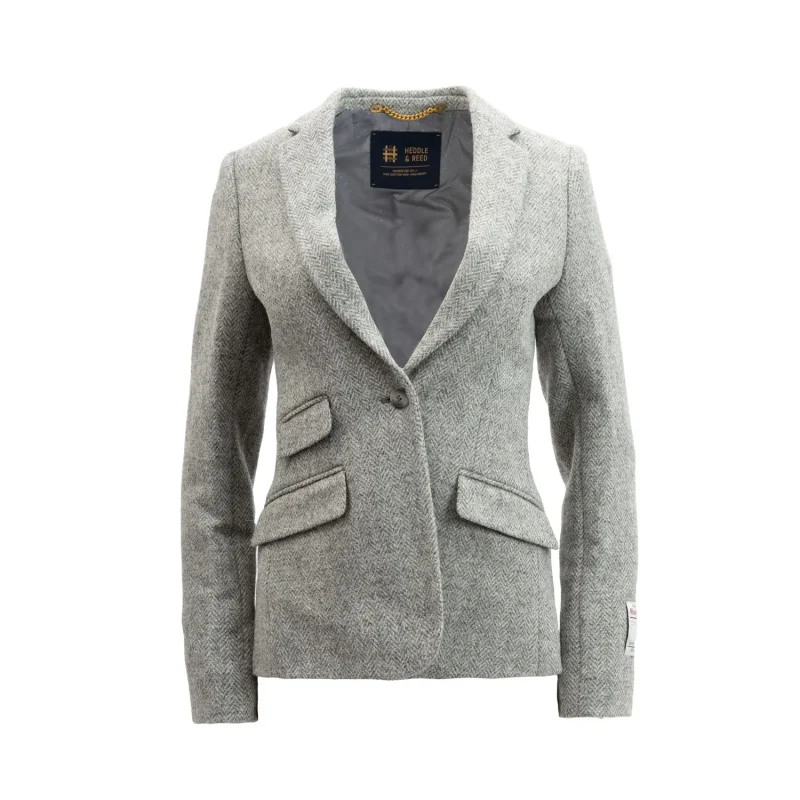 iona harris grey herringbone tweed jacket for women