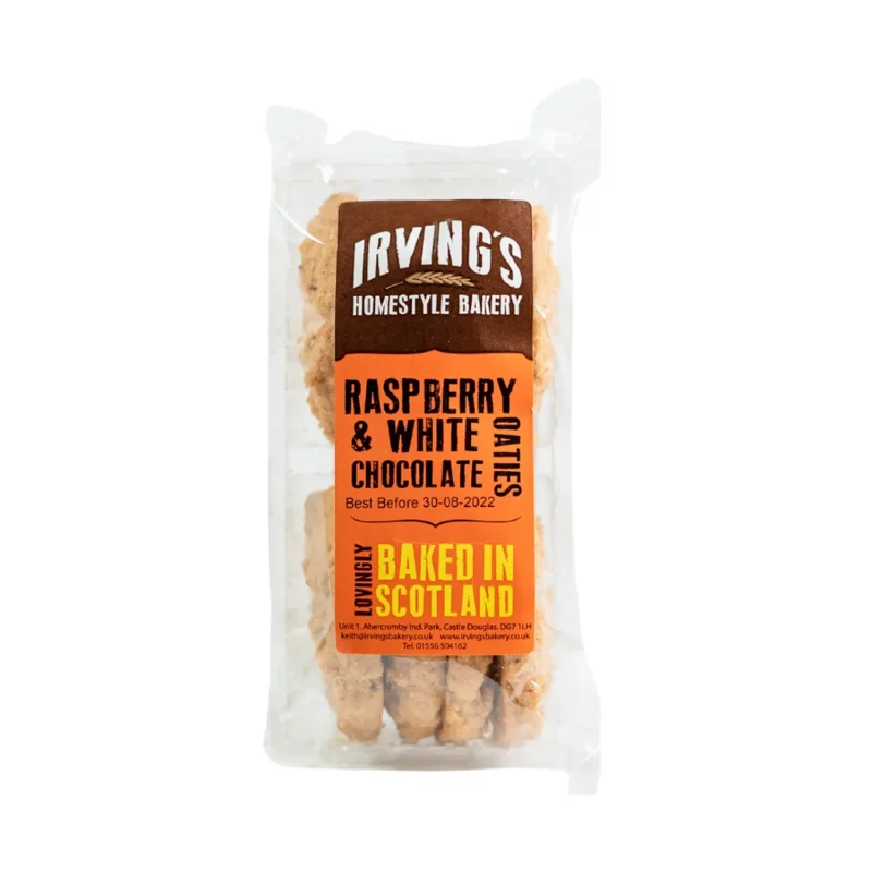 irving s rasp white choc oaties 200g