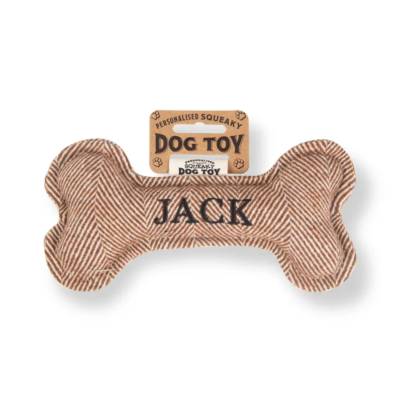 jack squeaky bone dog toy for playtime